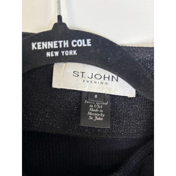 St. John Dress & Jacket Set Sz 6 Black Embellished Knit Evening Outfit - Picture 3 of 16